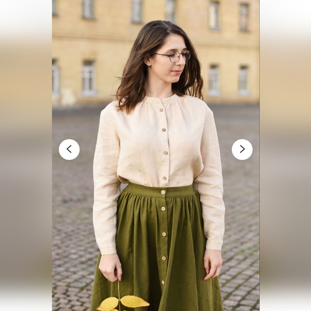 handmade linen womens tsiomik kids blouse - Picture 3 of 16